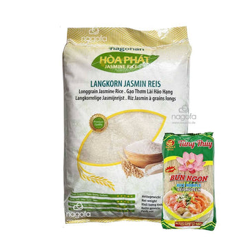 SET Reis+Nudeln: Hoa Phat Langkorn Jasmin Reis mit 500g Reisnudeln zum Probieren