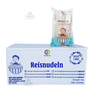 Karton Reisnudeln Trung An 1mm - Bún Trung An sợi nhỏ 20x500g
