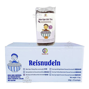 Karton Vollkorn Reisnudeln Trung An - Bún gạo lứt tím 20x500g
