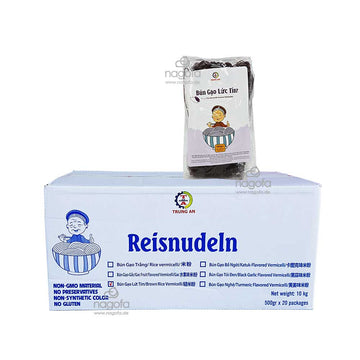 Karton Vollkorn Reisnudeln Trung An - Bún gạo lứt tím 20x500g