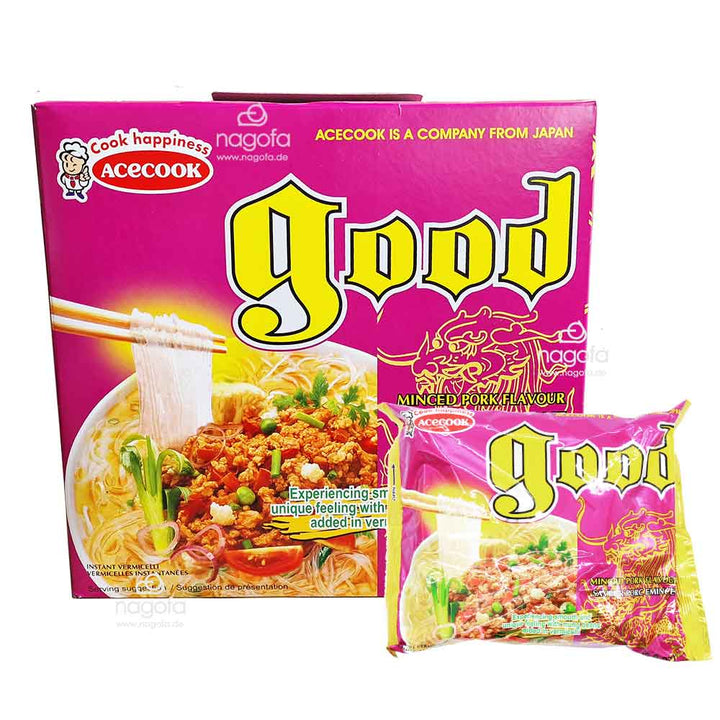 ACECOOK Instant Glasnudeln GOOD mit Schweingeschmack, gehacktes - Miến ăn liền thịt bằm 12x57g