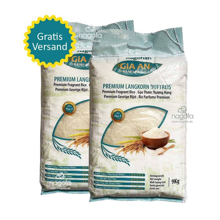 2x9kg Gia An Reis, Hochwertige Premium Langkorn ST Reis inkl. Versand