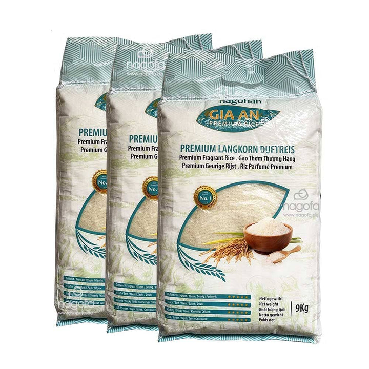 Sparbündel: 3x9kg Gia An Reis, Hochwertige Premium Langkorn ST Reis