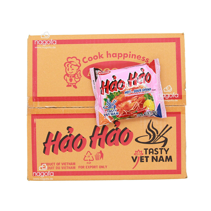Hao Hao Chua Cay - Instantnudeln Hao Hao mit Shrimp Geschmack Hot-Sour - Karton 30x77g