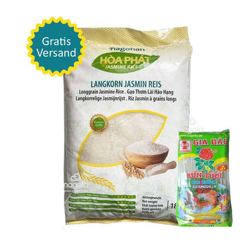 SET Reis+Nudeln: Hoa Phat Langkorn Jasmin Reis mit 500g Reisnudeln zum Probieren inkl. Versand