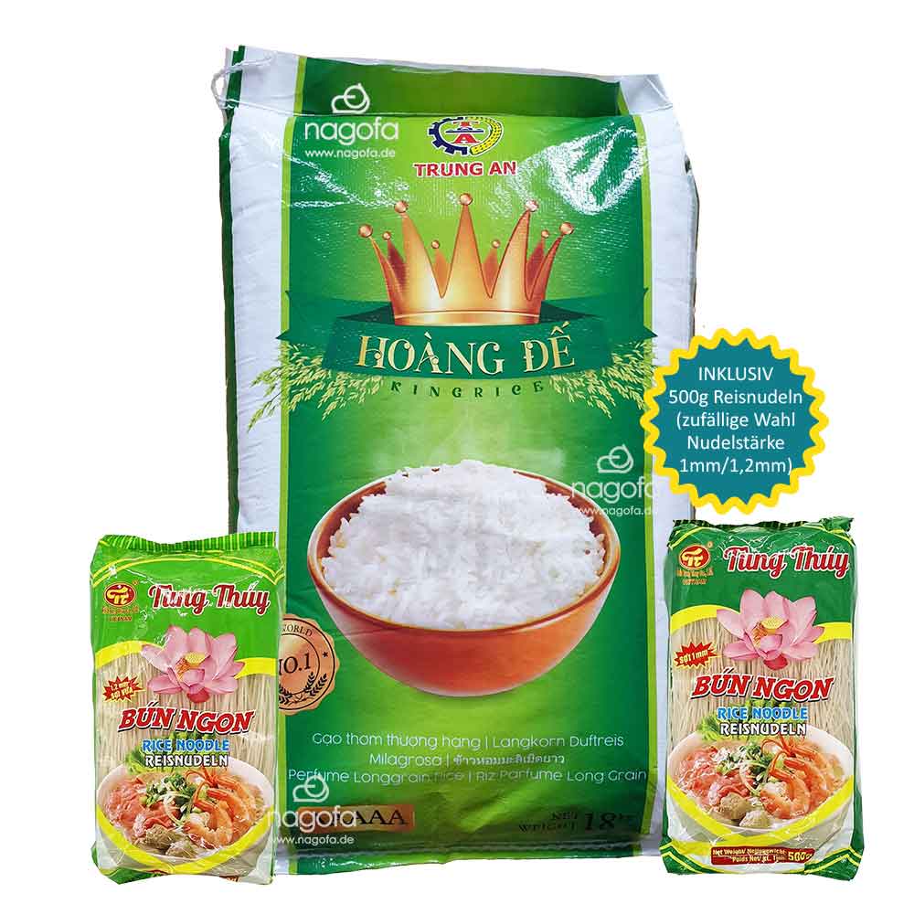 SET Reis+Nudeln: Langkorn Duftreis Hoang De mit 500g Reisnudeln zum Probierpreis