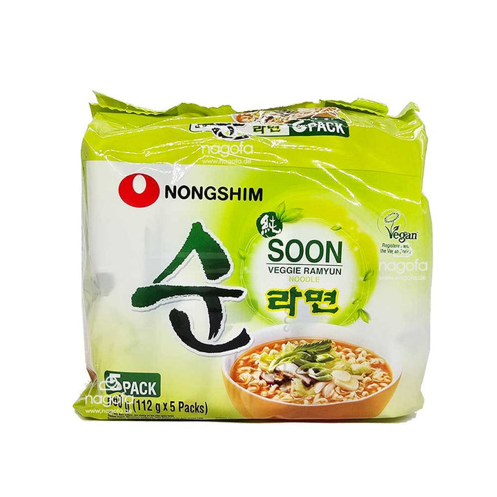 NONGSHIM Instant Soon Veggie Ramyun Ramensuppe -- 5er Pack 112g