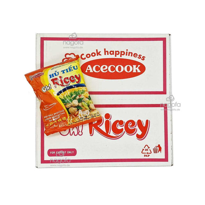 Hu tieu Oh! Ricey Bo Vien - Instant Reisnudeln mit Rindfleischbällchen Geschmack - Karton 24x70g