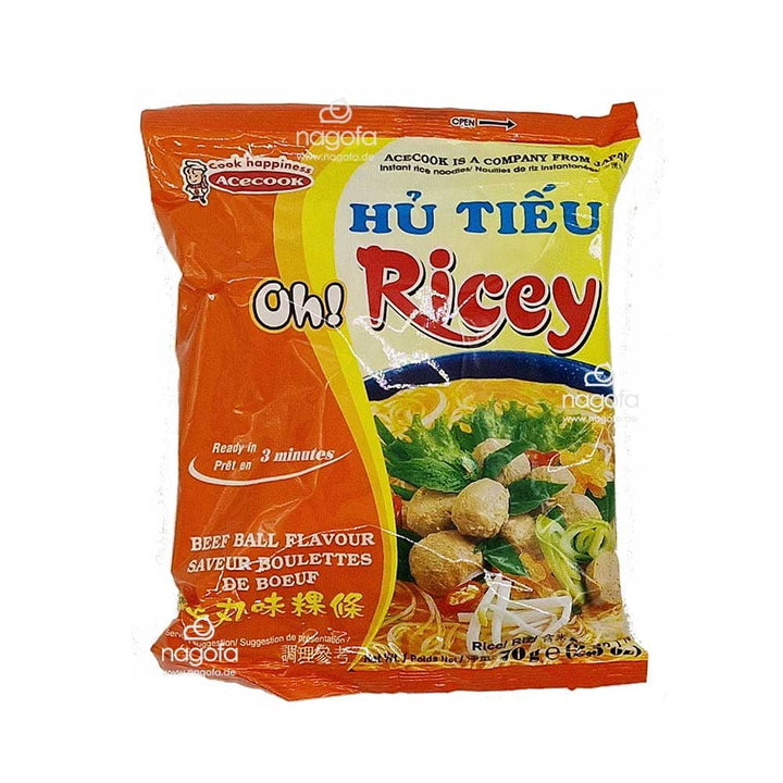 Hu tieu Oh! Ricey Bo Vien - Instant Reisnudeln mit Rindfleischbällchen Geschmack - 70g