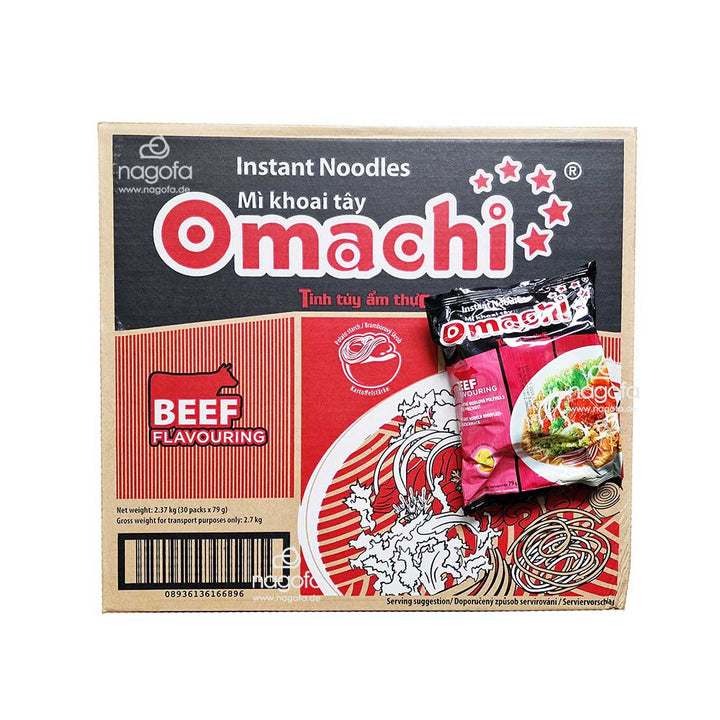 Omachi Mi Bo - Instant Kartoffelnudeln mit Rindfleischgeschmack - Karton 30x79g