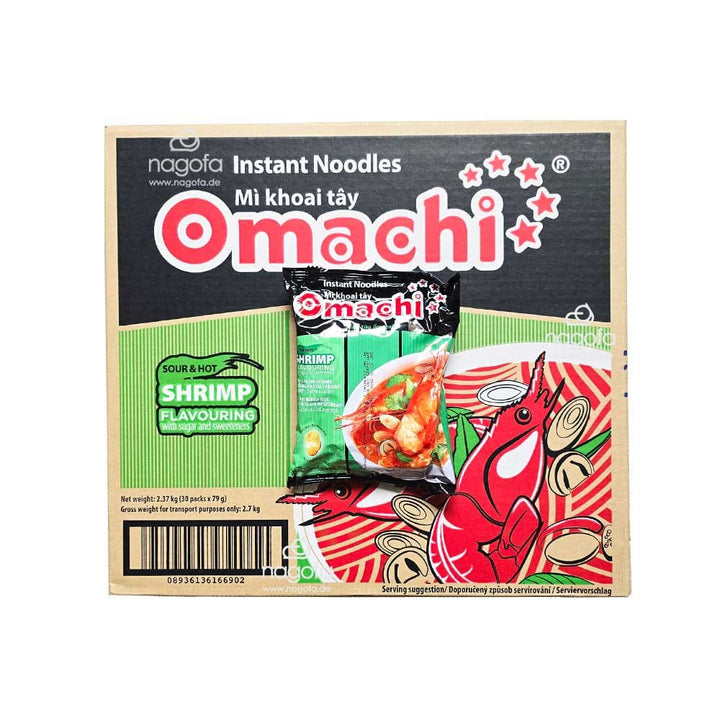 Karton Omachi Instant Kartoffelnudeln mit Shrimps Geschmack - Mì khoai tây Omachi tôm chua cay 30x79g