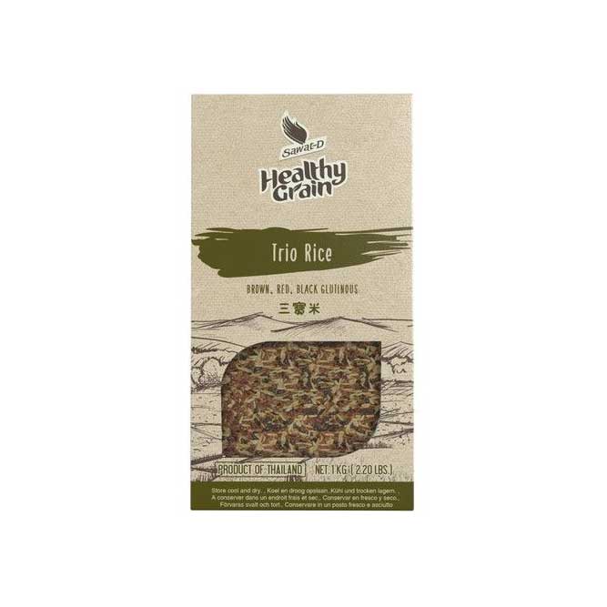 SAWAT-D Trio-Mix - gemischter brauner, roter und schwarzer Jasminreis 1kg - Gạo lứt mix trắng, đỏ và đen 1kg