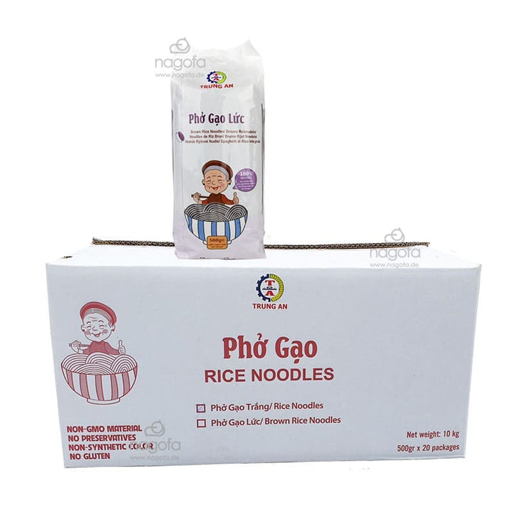 Karton Vollkorn Reisbandnudeln 5mm - 20x500g Phở gạo lứt Trung An