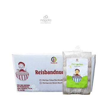 Karton Trung An schnellkochende glutenfreie Reisbandnudeln - Pho gao tuoi Trung An - 3 mm