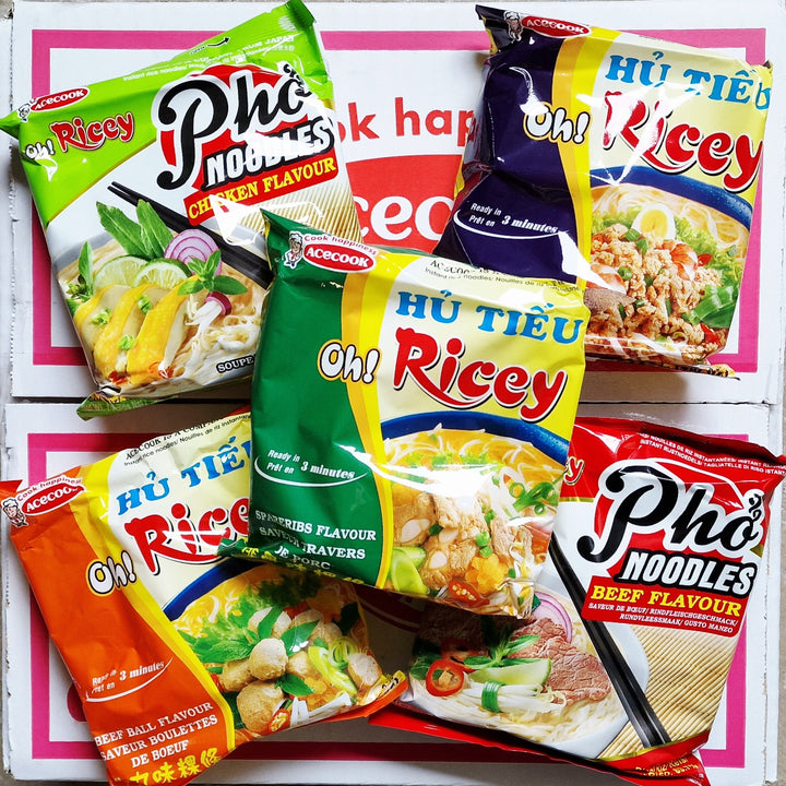 Gemischte Instant Reisnudeln Oh! Ricey - gemischtes SET 5x Päckchen 70g