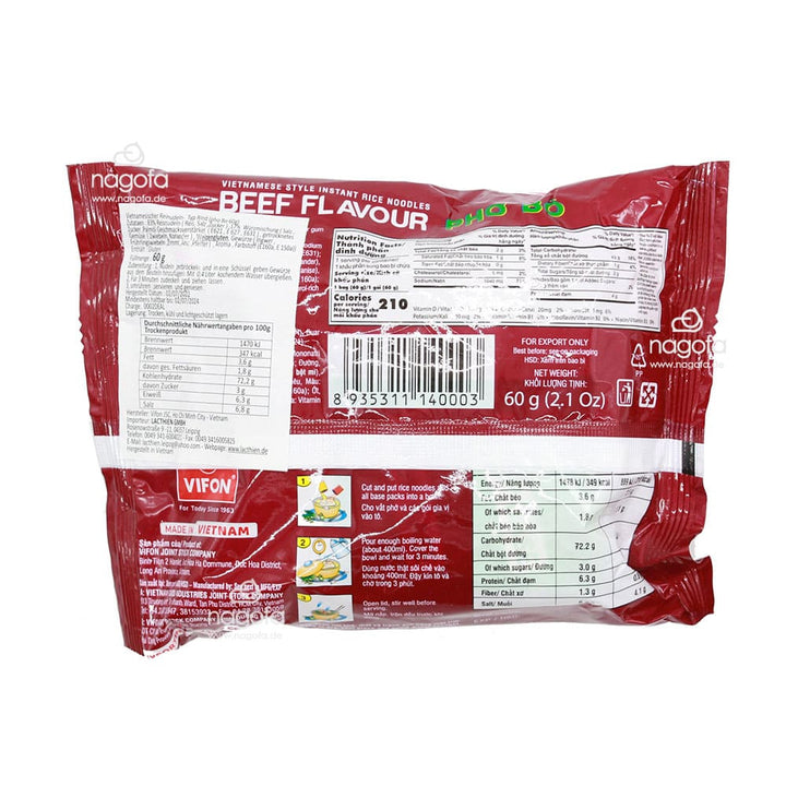 Vifon Instant Reisnudeln Pho Bo mit Rindgeschmack - Phở bò ăn liền Vifon